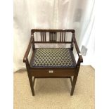 EDWARDIAN INLAID MAHOGANY PIANO STOOL.