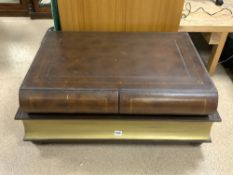 UNUSUAL LARGE COFFEE TABLE IN THE DESIGN OF BOOKS WITH LEATHER BOUND WITH DRAWERS 102 X 68CM