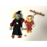TWO VINTAGE PAINTED PUPPETS.