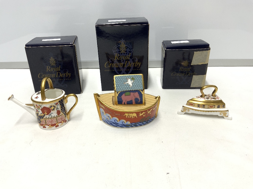 SIX BOXED ROYAL CROWN DERBY PIECES CORONATION BEAKER, NOAH'S ARK, WATERING CAN, IRON, SPLENDOR - Image 6 of 7