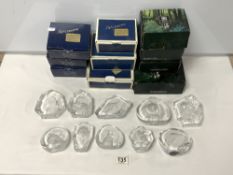 A COLLECTION OF TEN MATS JONASSON LEAD CRYSTAL ANIMAL PAPER WEIGHTS,