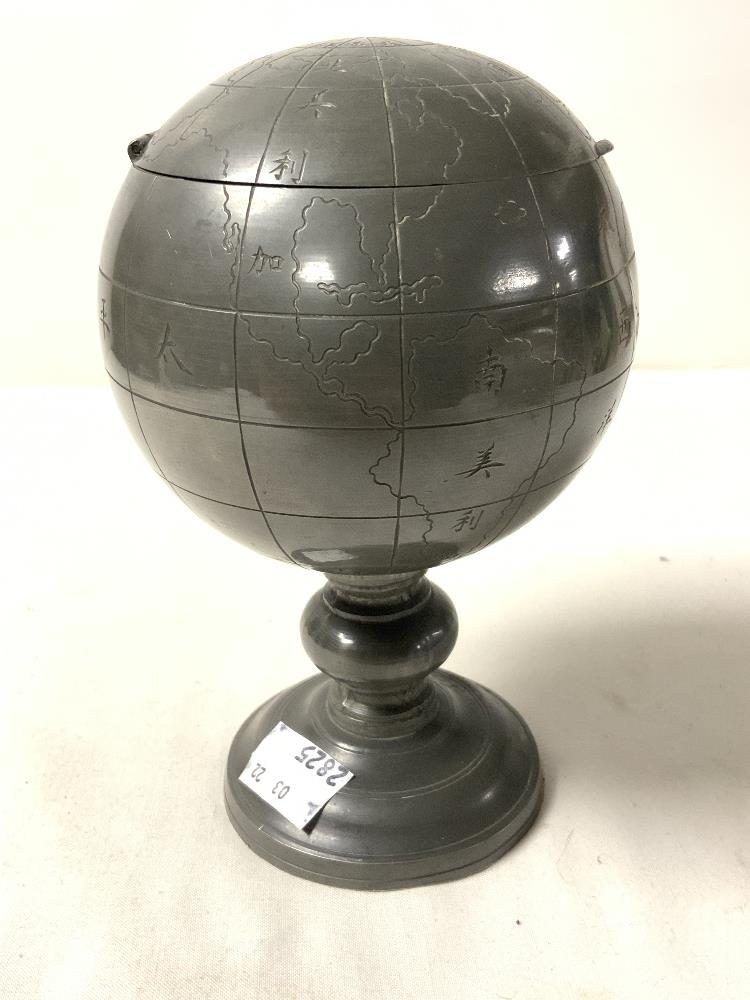 VINTAGE GLOBE PEWTER TEA CADDY SWATOW 17CM - Image 5 of 7