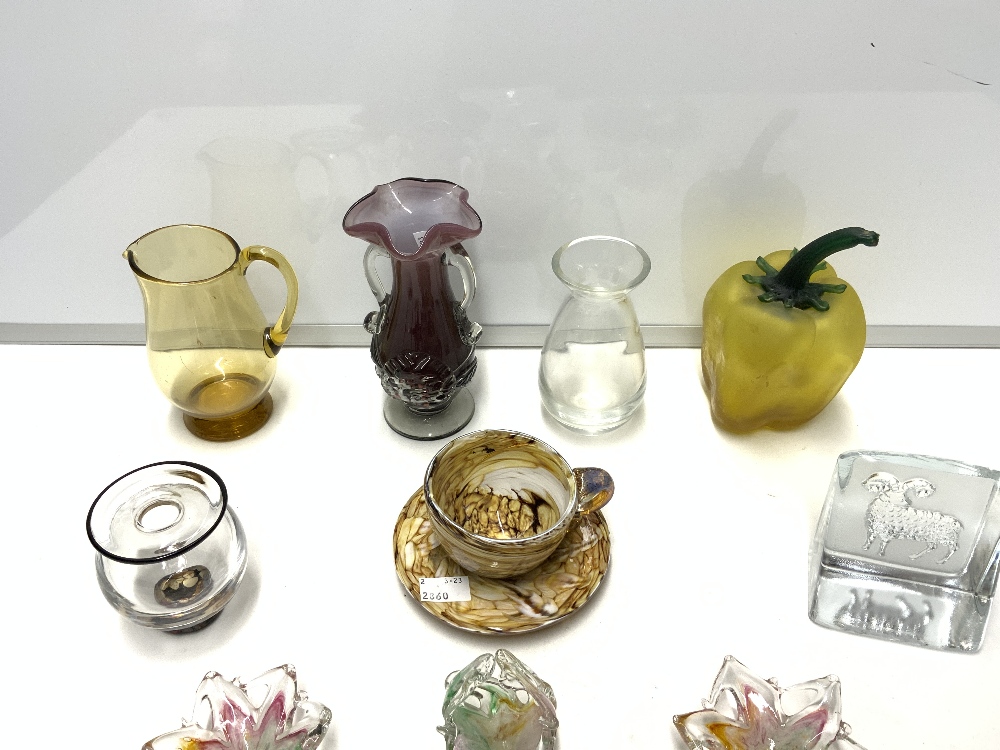 MIXED ART GLASS FLOWERS,VASES AND CUP AND SAUCER AND MORE - Image 3 of 4