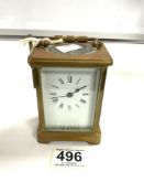 VINTAGE FRENCH CARRIAGE CLOCK WITH KEY
