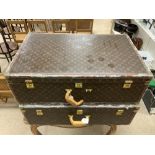 TWO VINTAGE LOUIS VUITTON TRAVEL CASES 81 X 26 X 50.5 CM A/F