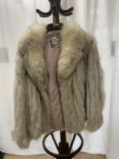 A SILVER FOX FUR JACKET, SIZE 16.