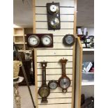 MIXED BAROMETERS AND THERMOMETERS AND CLOCKS