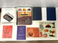 SMALL QUANTITY OF RADIO AND PLASTIC DESIGNS AND RADIO ENGINEERING RELATED BOOKS.
