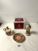 BOXED ROYAL ALBERT OLD COUNTRY ROSES DISPLAY TEAPOT WITH A BESWICK FALCON 17CM