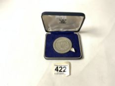 A HALLMARKED SILVER MEDALLION - FOR 250TH ANNIVERSARY WESTMINSTER HOSPITAL 1716-1966, WEIGHT 80