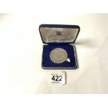 A HALLMARKED SILVER MEDALLION - FOR 250TH ANNIVERSARY WESTMINSTER HOSPITAL 1716-1966, WEIGHT 80