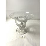 VICTORIAN GLASS CIRCULAR COMPORT ENGRAVED TRAILING