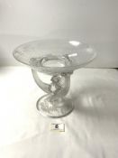 VICTORIAN GLASS CIRCULAR COMPORT ENGRAVED TRAILING