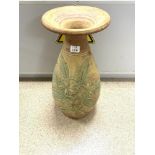 A TALL MODERN POTTERY FLORAL DECORATED VASE, 58 CMS.