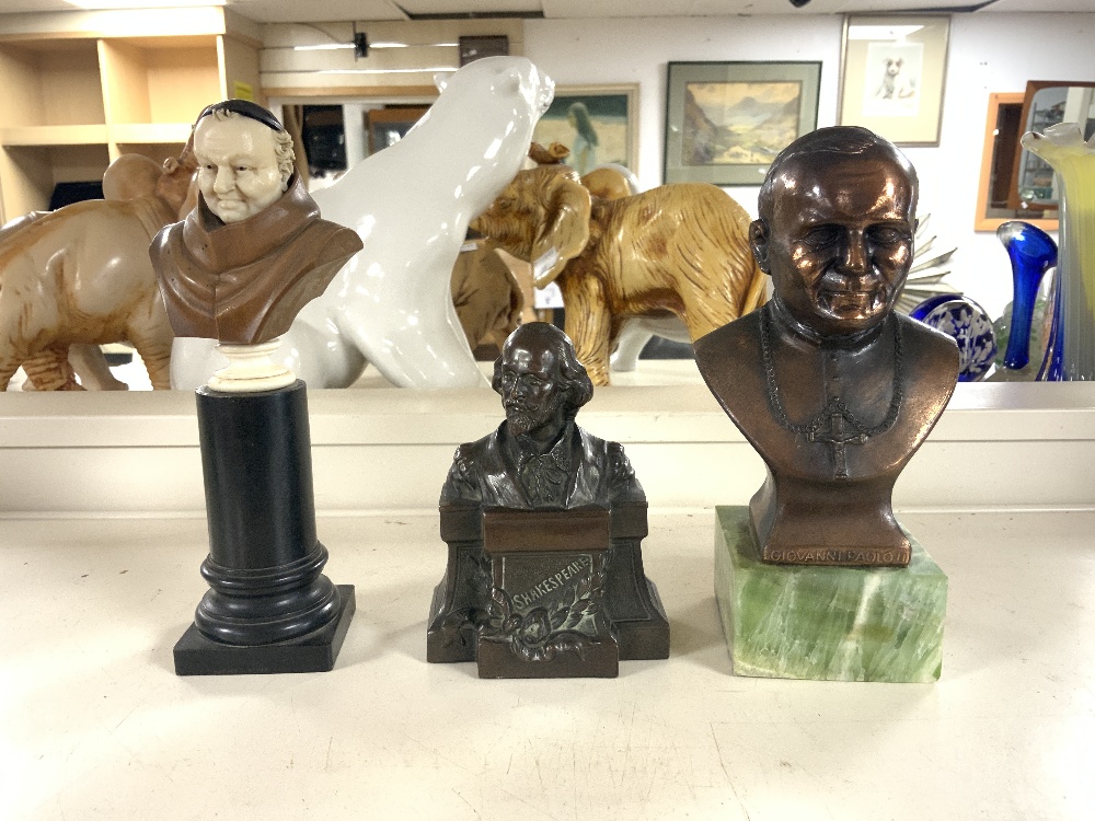 METAL BUST OF A CARDINAL, GLASS BUST OF A LADY, AND 8 OTHER BUSTS - VARIOUS, 19CMS LARGEST. - Image 4 of 4