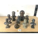 MIXED METAL AND RESIN BUSTS OF CLASSICAL FIGURES LARGEST 21CM