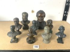 MIXED METAL AND RESIN BUSTS OF CLASSICAL FIGURES LARGEST 21CM