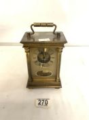 BRASS CARRIAGE CLOCK WITH PENDULUM, BY ANSTEY - WILSON ENGLAND. GERMAN MOVEMENT.