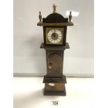 VINTAGE WOODEN MINIATURE LONG CASE CLOCK DERVERLEA M.I.G MANUAL WIND 41CM