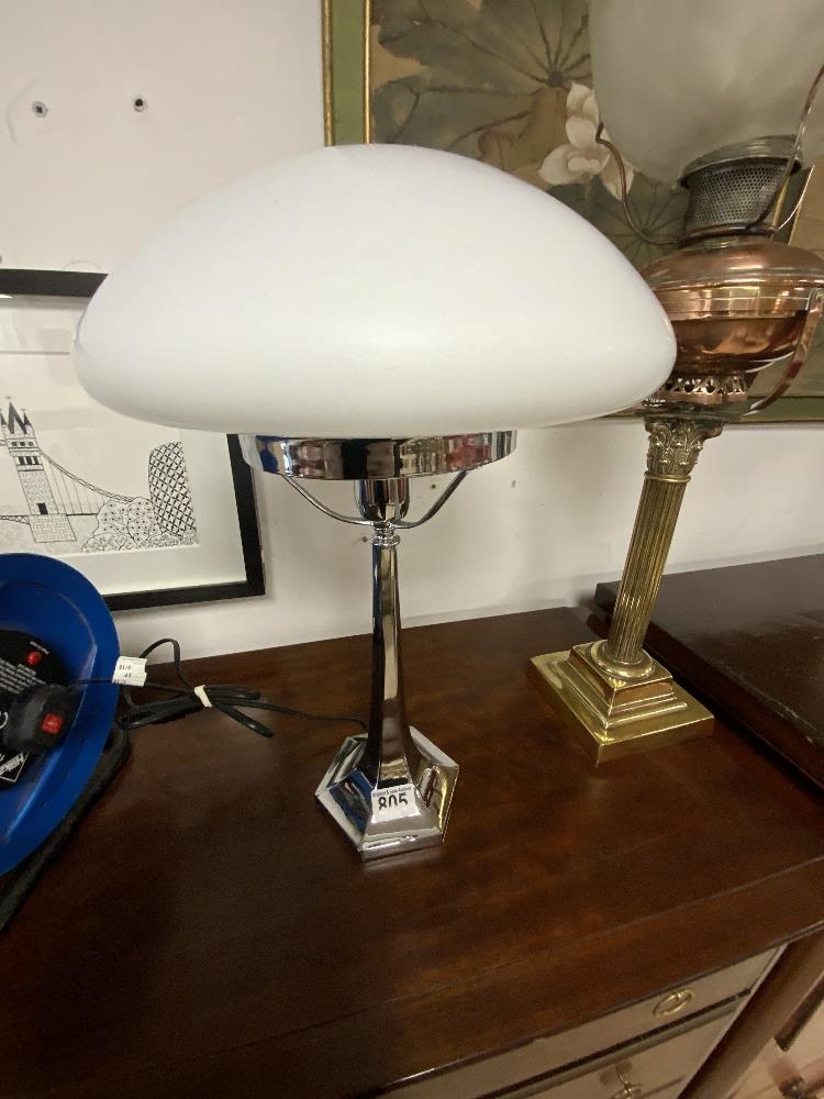 CHRISTOPHER WRAY OF LONDON CHROME AND GLASS MUSHROOM LAMP 49CM - Image 4 of 5