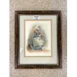 VINTAGE WATERCOLOUR TITLED BRITTANY MARKET GIRL 37 X 30CM FRAMED AND GLAZED