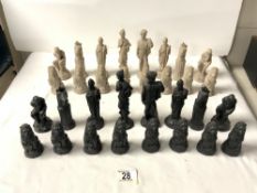 A RESIN MADE CLASSICAL FIGURES CHESS SET.