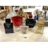 FIVE FACTICE DUMMY BOTTLES - XERYUS GIVENCHY, JOY DE JEAN PATOU, AND OTHERS.