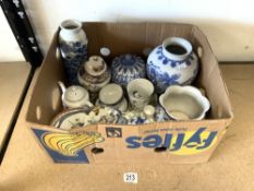 MIXED CERAMICS INCLUDES CHINESE BLUE AND WHITE PIECES AND MORE