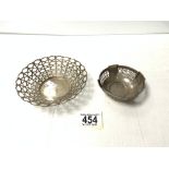 TWO HALLMARKED SILVER DISHES ATKIN BROS AND ONE OTHER LARGEST 13.5 CM DIAMETER 106 GRAMS