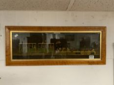 MAPLE FRAMED PRINT ON GLASS OF A STEAM TRAIN (THE BEST FRIEND ON ITS FIRST RUN ) 21 X 69CM