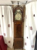 EIGHTEENTH CENTURY INLAID MAHOGANY CASED LONGCASE CLOCK, WITH PAINTED DIAL DEPICTING SHOOTING