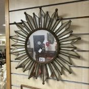 ANTIQUE MEXICAN STARBURST GLASS AND METAL MIRROR A/F 50 CM DIAMETER