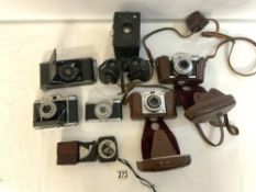 SIX ZEISS ICON VINTAGE CAMERAS, ANOTHER CAMERA AND OTHER ITEMS.