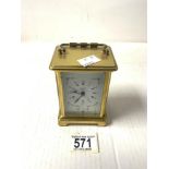 A BAYARD - PARIS 8 DAY BRASS CARRIAGE CLOCK.