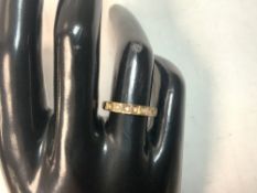375 GOLD HALF ETERNITY RING DECORATED WITH DIAMONDS N.5 SIZE