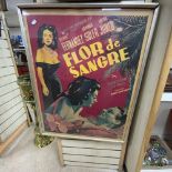 ORIGINAL 1950S MEXICAN FILM POSTER FLOR DE SANGRE FRMED AND GLAZED 94 X 75CM