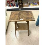 ANTIQUE VICTORIAN TWO TIER TIGER BAMBOO RECTANGULAR SIDE TABLE, 48X66.