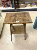 ANTIQUE VICTORIAN TWO TIER TIGER BAMBOO RECTANGULAR SIDE TABLE, 48X66.