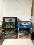 SEVEN BOXED MODELS OF CLASSIC, SPORTS CARS AND A FORD F100 WRECKER, VARIOUS MAKES.