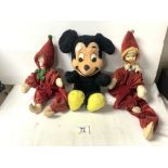 A CALIFORNIAN SOFT TOY MICKEY MOUSE, AND TWO DUTCH DOLLS.