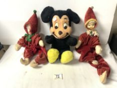 A CALIFORNIAN SOFT TOY MICKEY MOUSE, AND TWO DUTCH DOLLS.