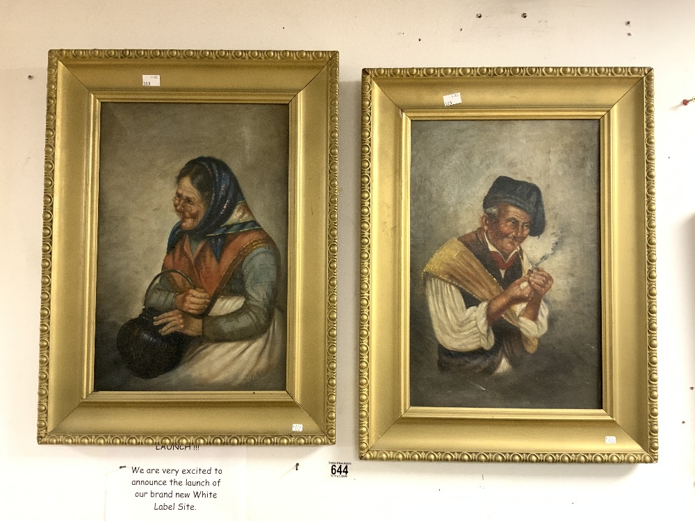 G VITALE, A PAIR OF OILS ON CANVAS - HALF LENGTH PORTRAITS OF ELDERLY PEASANT FIGURES, SIGNED, 44X29