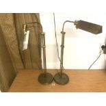 TWO MID CENTURY BRASSED PORTABLE ANGLE POISE FLOOR STANDING LAMPS, MADE BY UNDERWRITERS LABORATIES