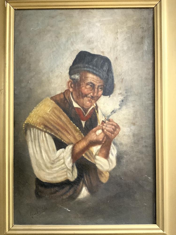 G VITALE, A PAIR OF OILS ON CANVAS - HALF LENGTH PORTRAITS OF ELDERLY PEASANT FIGURES, SIGNED, 44X29 - Image 4 of 6