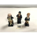 THREE ROYAL DOULTON MR PICKWICK FIGURES - BILL SYKES, OLIVER TWIST, AND PICKWICK.