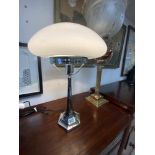 CHRISTOPHER WRAY OF LONDON CHROME AND GLASS MUSHROOM LAMP 49CM