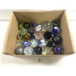 A COLLECTION OF 28 GLASS PAPERWEIGHTS OF VARIOUS DESIGNS.