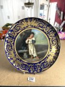 SEVRES COLLECTORS WALL PLATE OF A CHILD IN A ROBE 36CM DIAMETER