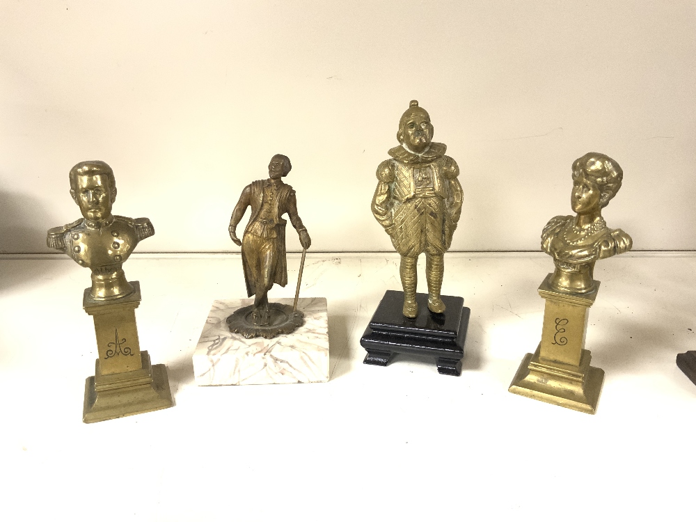 MINIATURE BRASS/BRONZE BUSTS AND STATUES LARGEST 15CM - Image 4 of 4