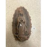 TERRACOTA ANTIQUE VIRGIN OF GUADALUPE FROM MEXICO;54CM